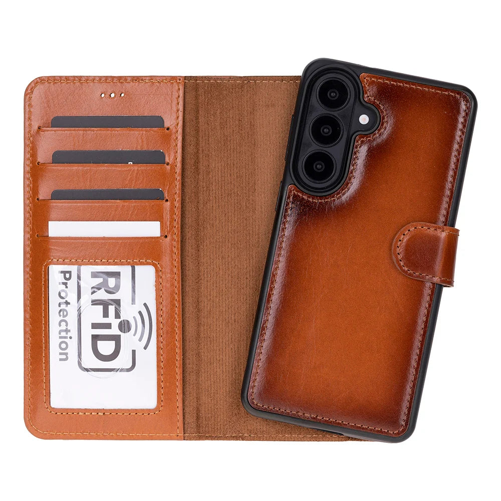 Magic Abnehmbar Leder Wallet Case für Samsung Galaxy S26 Plus aus echtem Leder