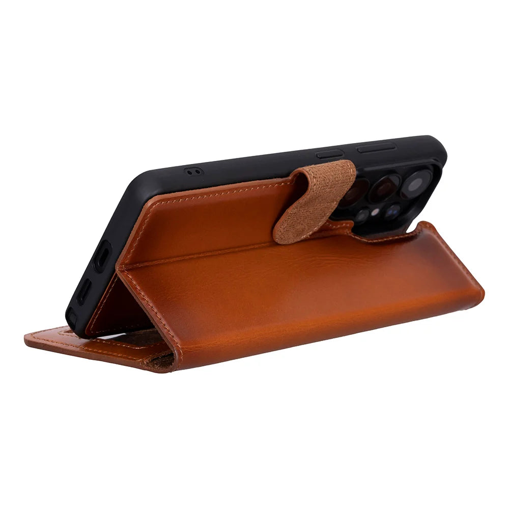 Magic Abnehmbar Leder Wallet Case für Samsung Galaxy S26 Ultra aus echtem Leder
