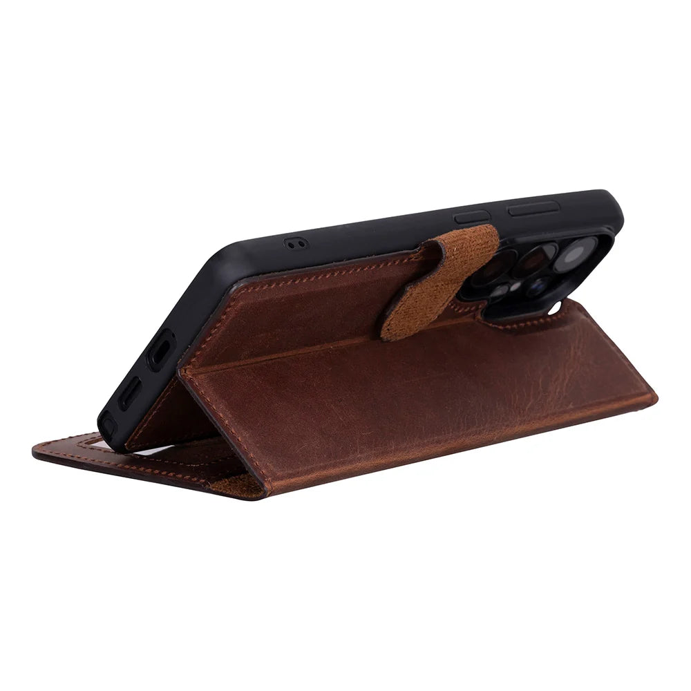 Magic Abnehmbar Leder Wallet Case für Samsung Galaxy S26 aus echtem Leder