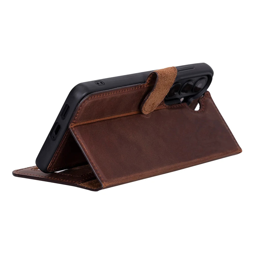 Magic Abnehmbar Leder Wallet Case für Samsung Galaxy S26 Ultra aus echtem Leder