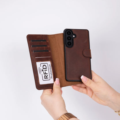 Magic Abnehmbar Leder Wallet Case für Samsung Galaxy S26 aus echtem Leder