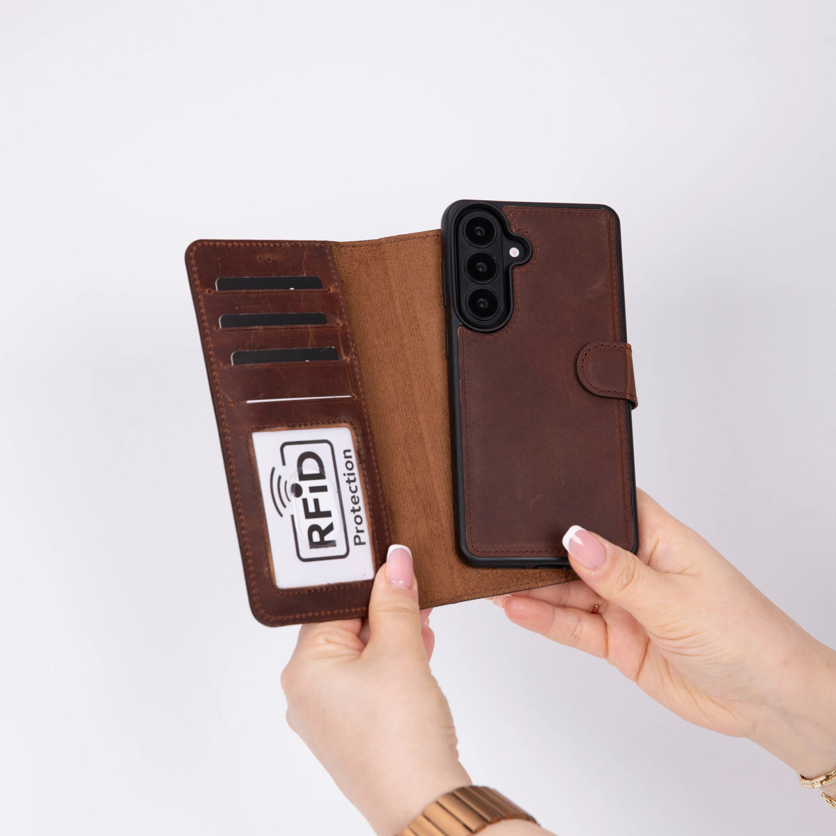 Magic Abnehmbar Leder Wallet Case für Samsung Galaxy S26 Plus aus echtem Leder