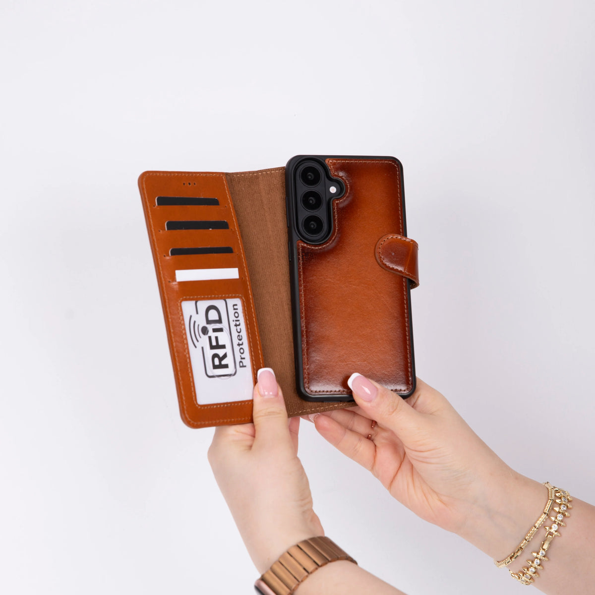 Magic Abnehmbar Leder Wallet Case für Samsung Galaxy S26 aus echtem Leder
