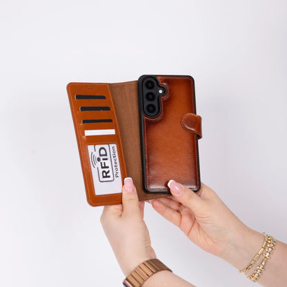 Magic Abnehmbar Leder Wallet Case für Samsung Galaxy S26 aus echtem Leder