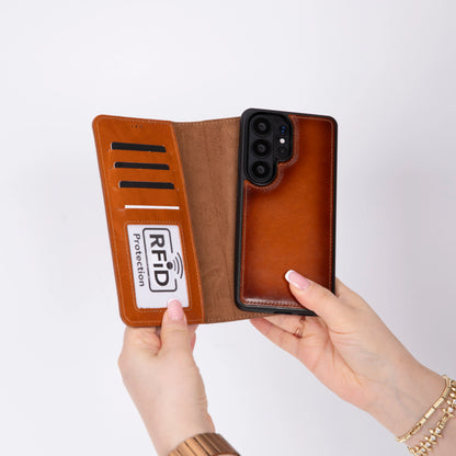 Magic Abnehmbar Leder Wallet Case für Samsung Galaxy S26 Ultra aus echtem Leder