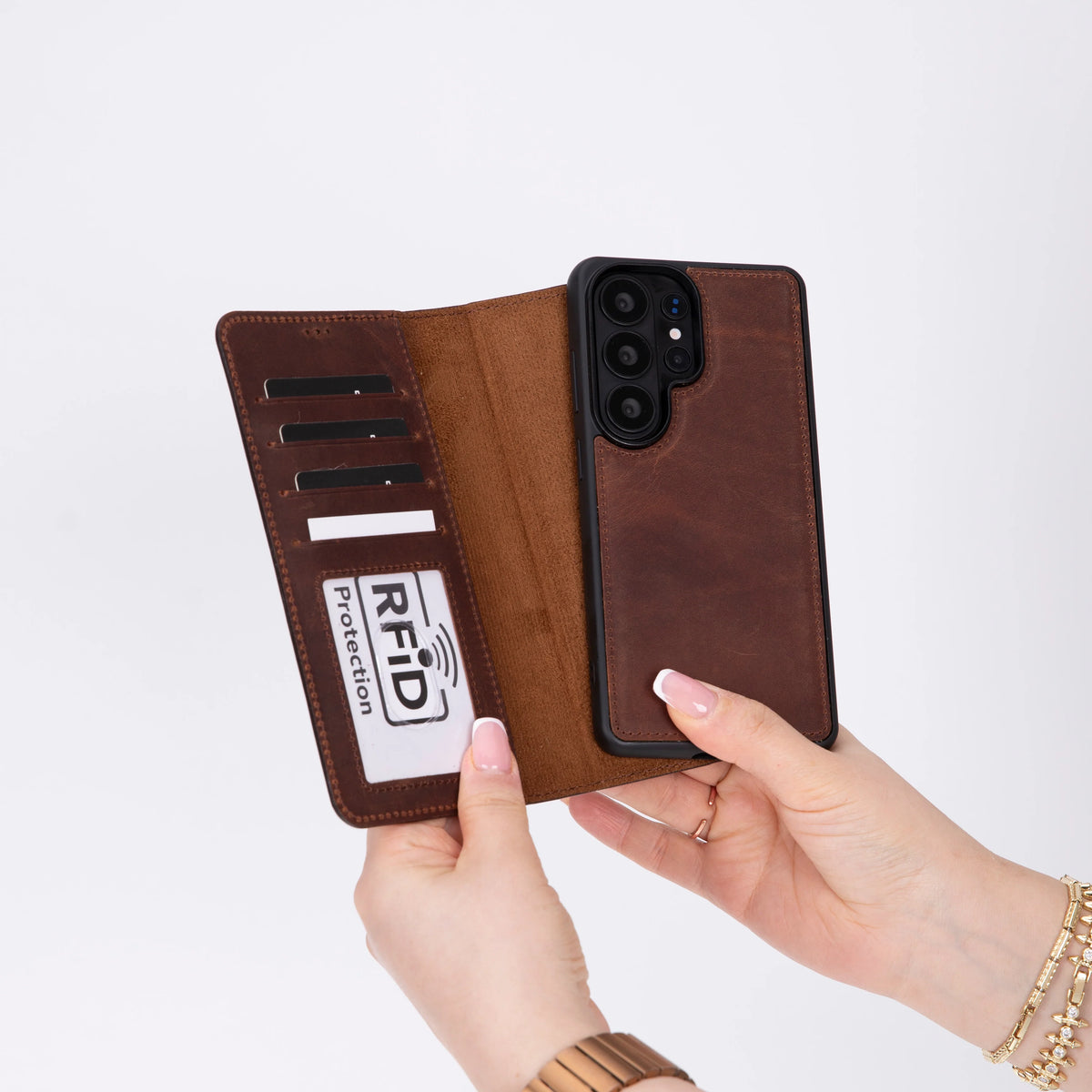 Magic Abnehmbar Leder Wallet Case für Samsung Galaxy S26 Ultra aus echtem Leder