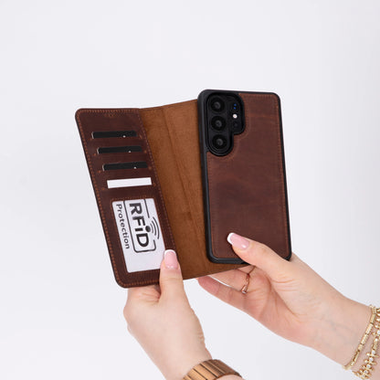 Magic Abnehmbar Leder Wallet Case für Samsung Galaxy S26 Ultra aus echtem Leder