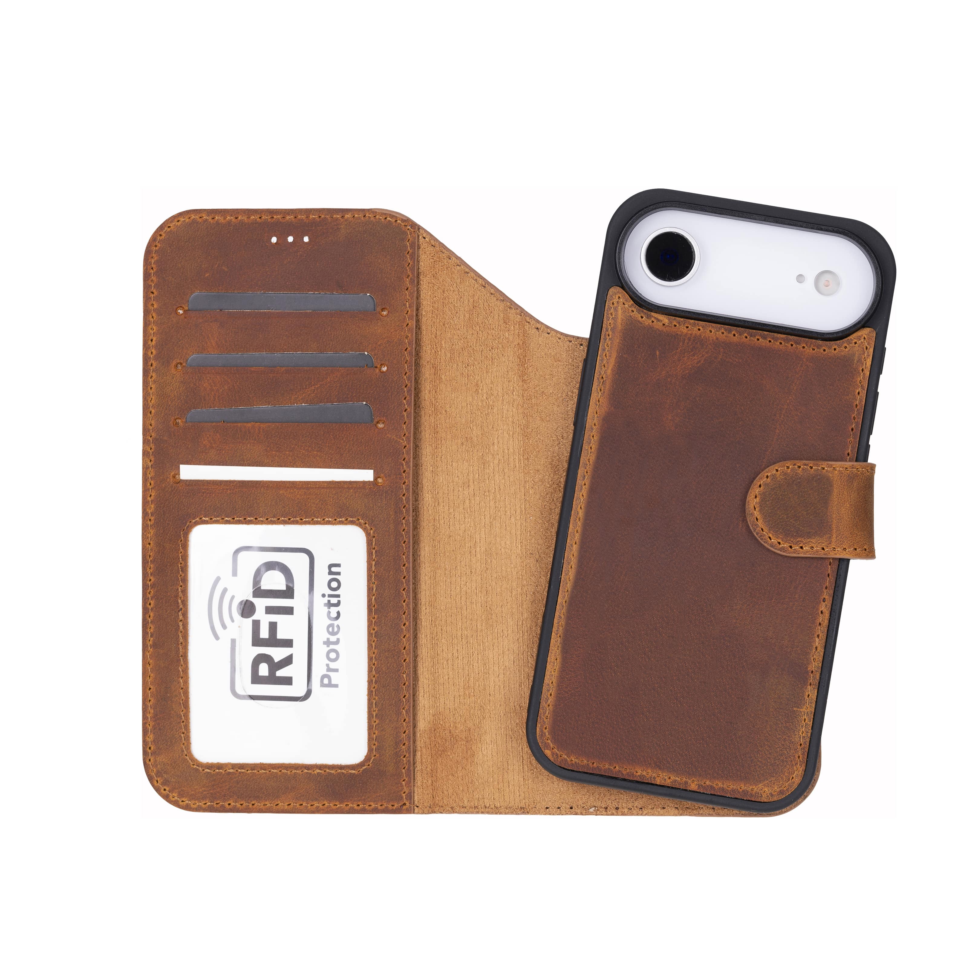 Magic Air Abnehmbar Leder Wallet Case für iPhone 17 aus echtem Leder