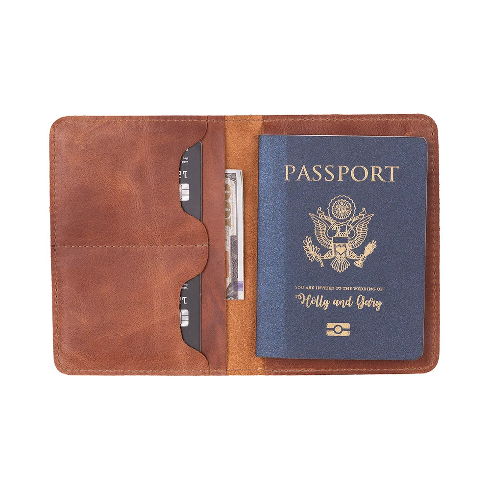 Viaggio Passport Geldbörse aus echtem Leder aus echtem Leder in Braun