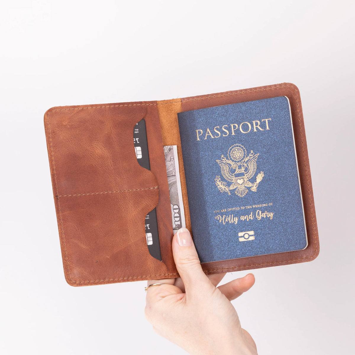 Viaggio Passport Geldbörse aus echtem Leder aus echtem Leder in Rot