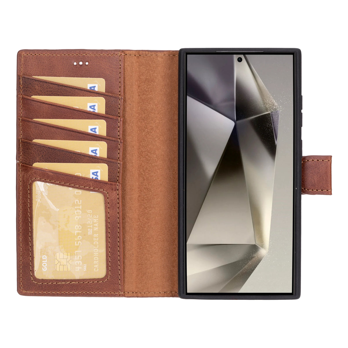 Magic Abnehmbar Leder Wallet Case für Samsung Galaxy S23 Ultra aus echtem Leder
