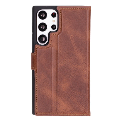 Magic Abnehmbar Leder Wallet Case für Samsung Galaxy S23 Ultra aus echtem Leder
