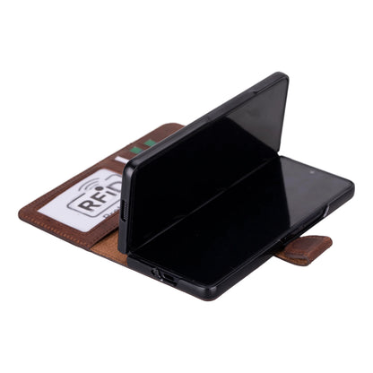 ID Folio Leder Wallet Case für Samsung Galaxy Z Fold5 aus echtem Leder