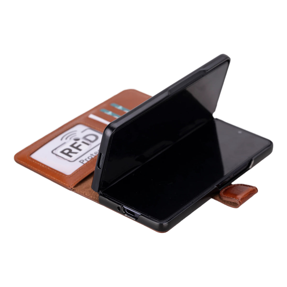 ID Folio Leder Wallet Case für Samsung Galaxy Z Fold5 aus echtem Leder