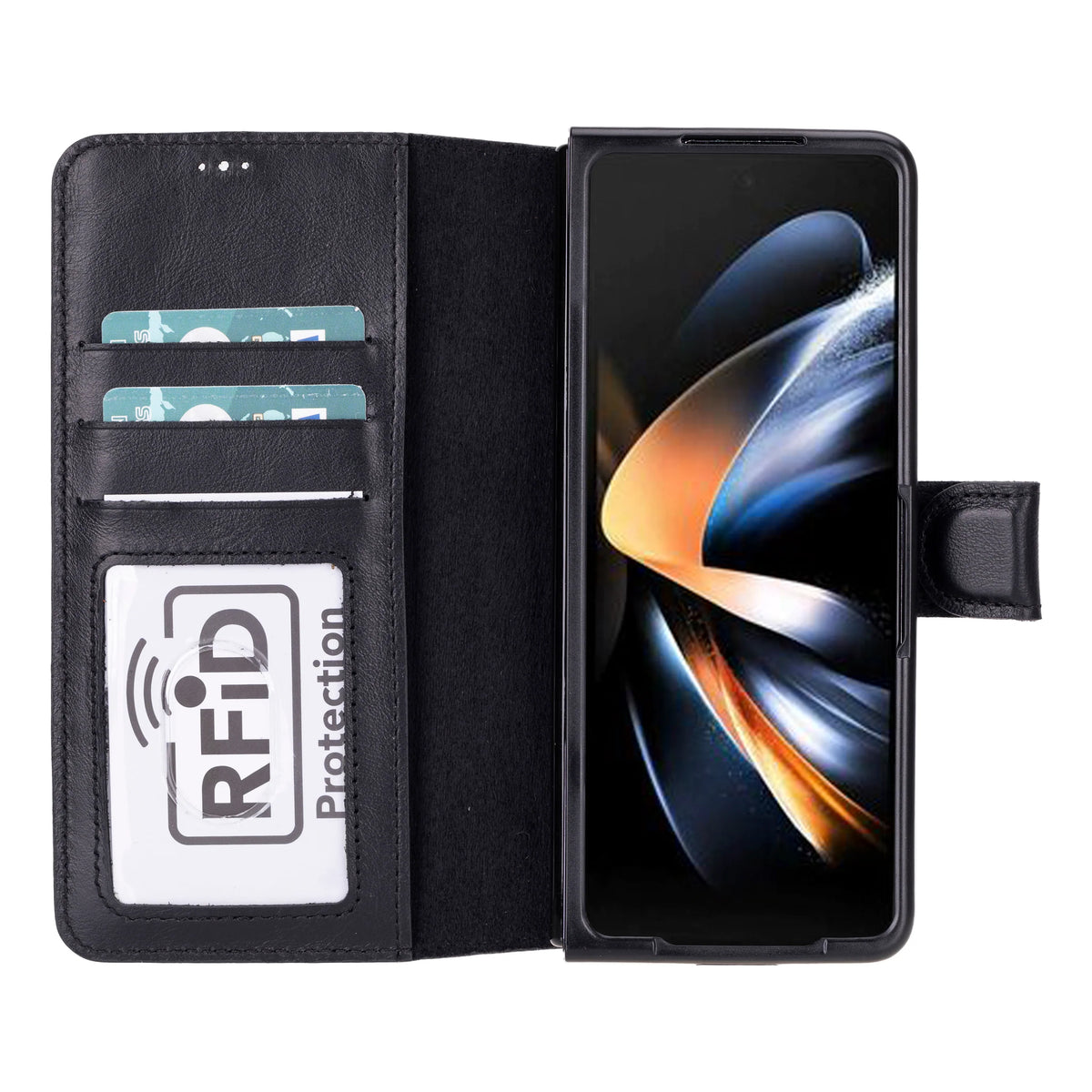 ID Folio Leder Wallet Case für Samsung Galaxy Z Fold5 aus echtem Leder