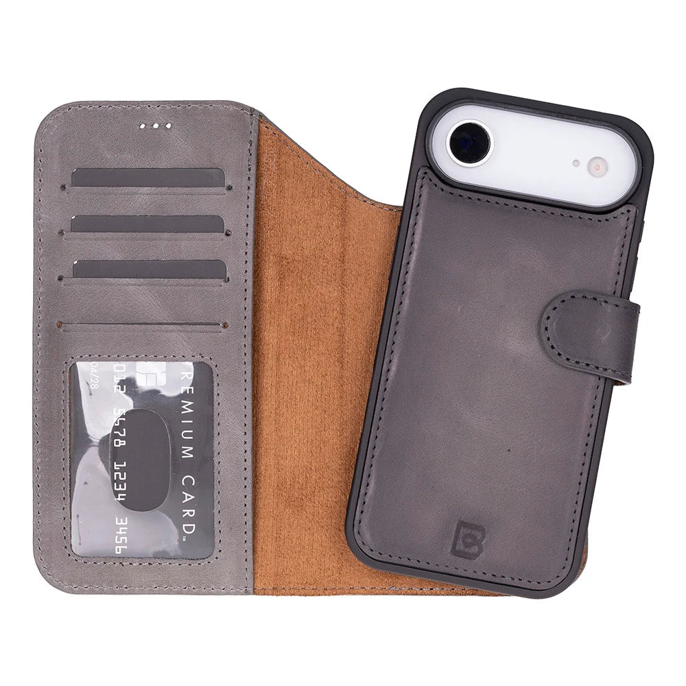 Magic Air Abnehmbar Leder Wallet Case für iPhone 17 aus echtem Leder