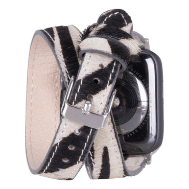 Schmal Doppel-Tour Lederarmband für Apple Watch aus echtem Leder