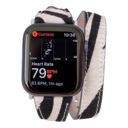 Schmal Doppel-Tour Lederarmband für Apple Watch aus echtem Leder