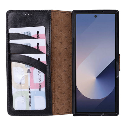 ID Folio Leder Wallet Case für Samsung Galaxy Z Fold 6 aus echtem Leder