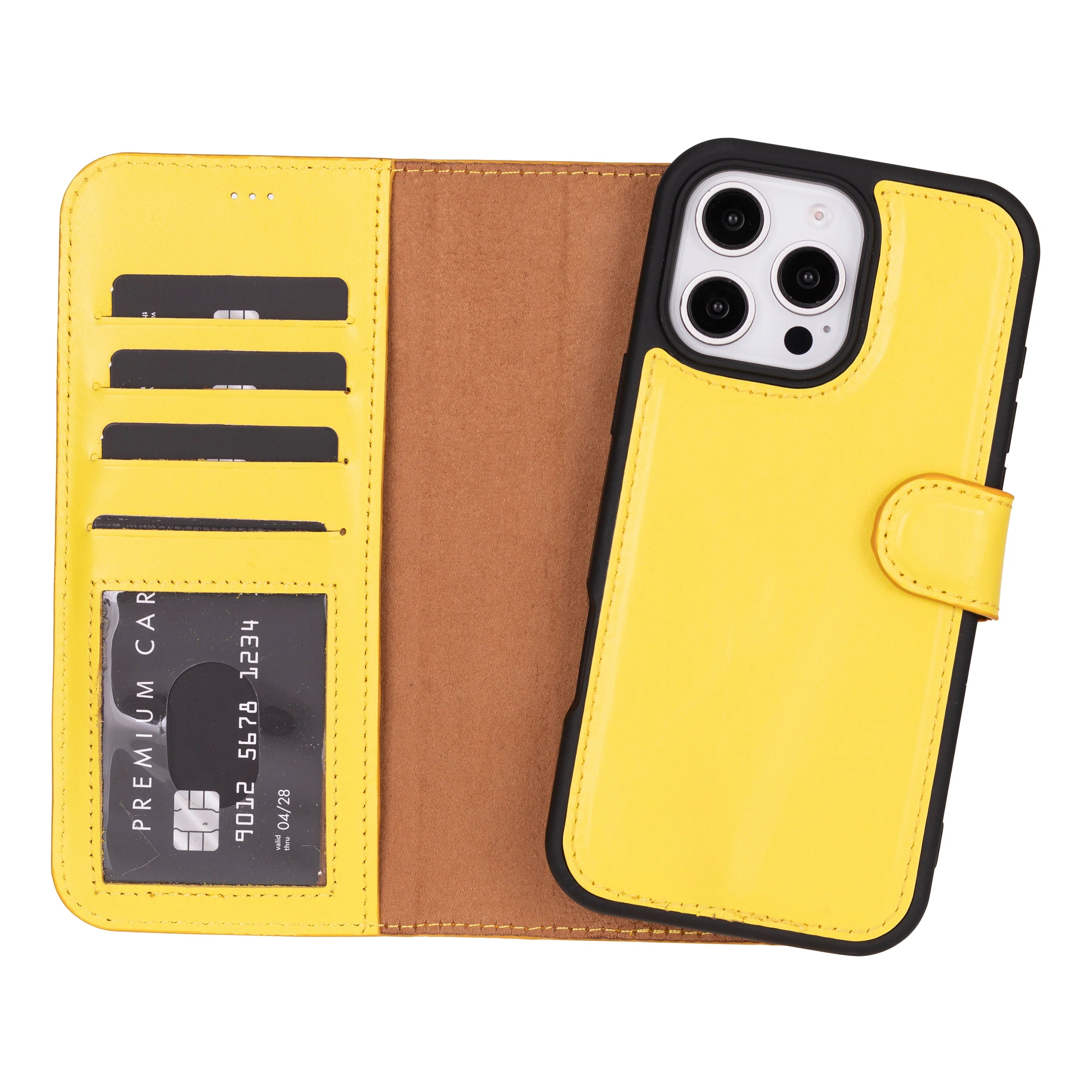 Magic Abnehmbar Leder Wallet Case für iPhone 16 Pro aus echtem Leder