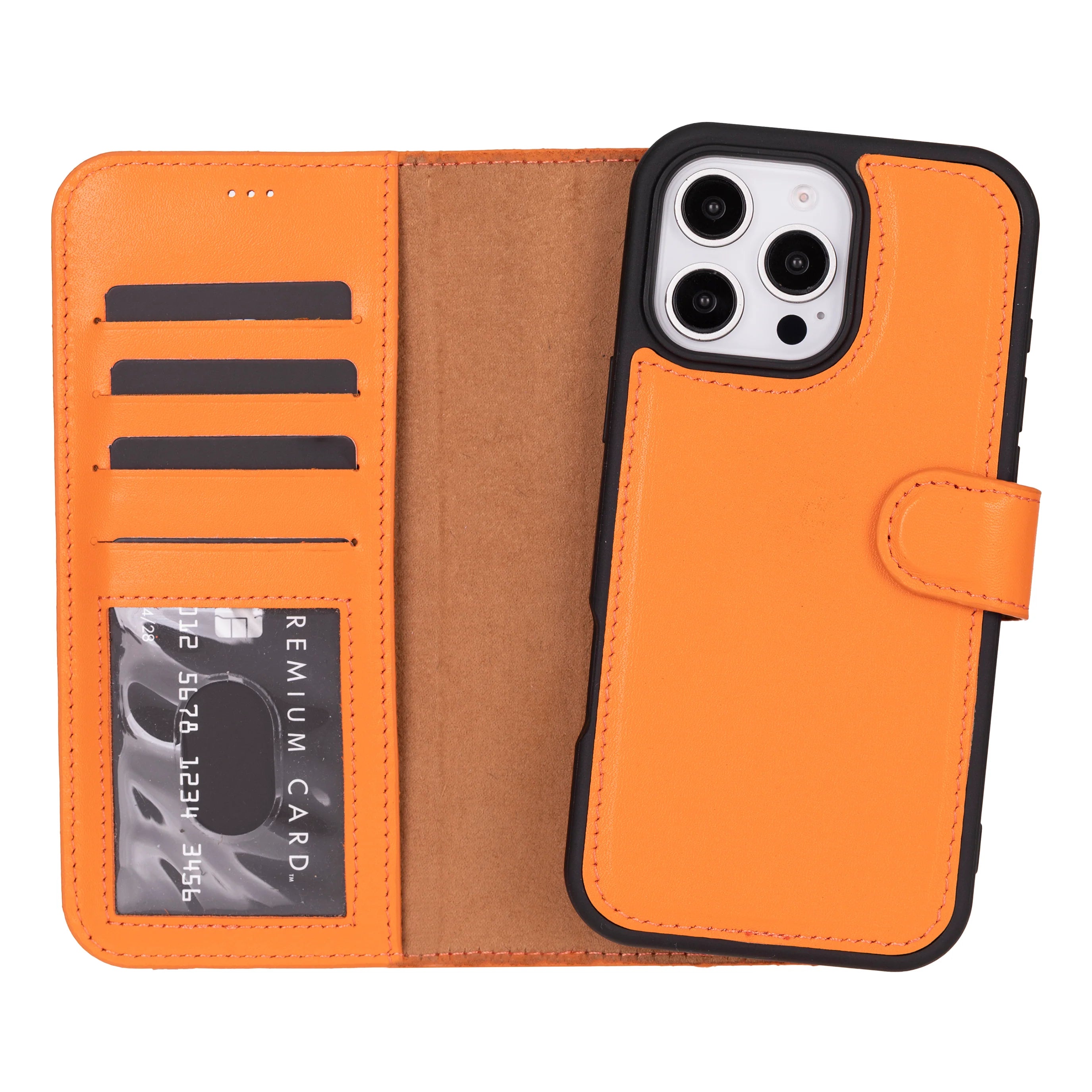 Magic Abnehmbar Leder Wallet Case für iPhone 16 Pro Max aus echtem Leder
