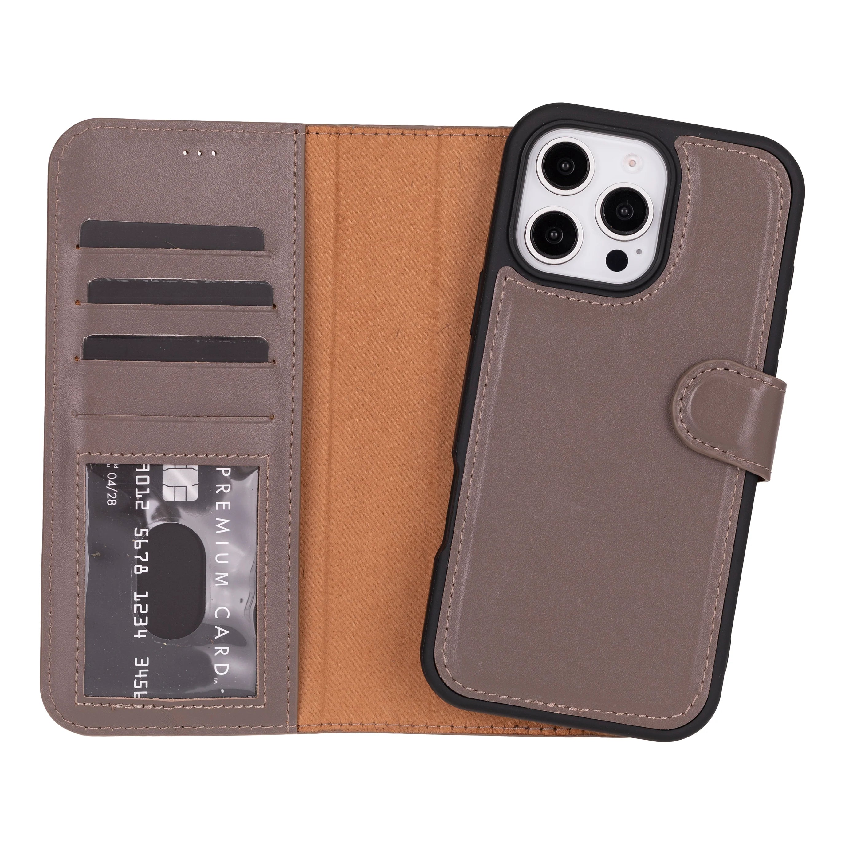 Magic Abnehmbar Leder Wallet Case für iPhone 16 Pro Max aus echtem Leder