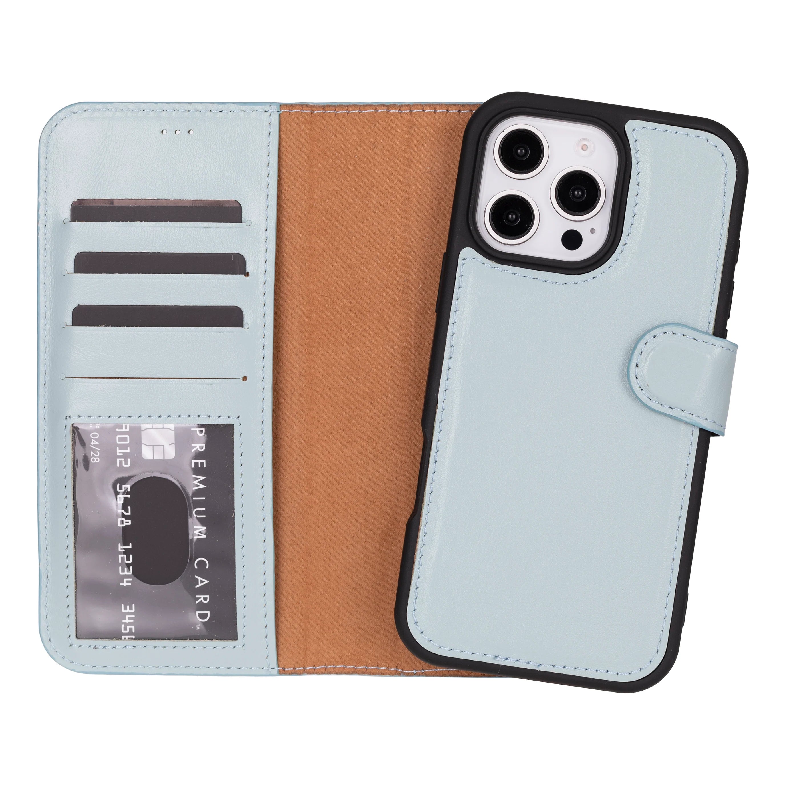 Magic Abnehmbar Leder Wallet Case für iPhone 16 Pro aus echtem Leder