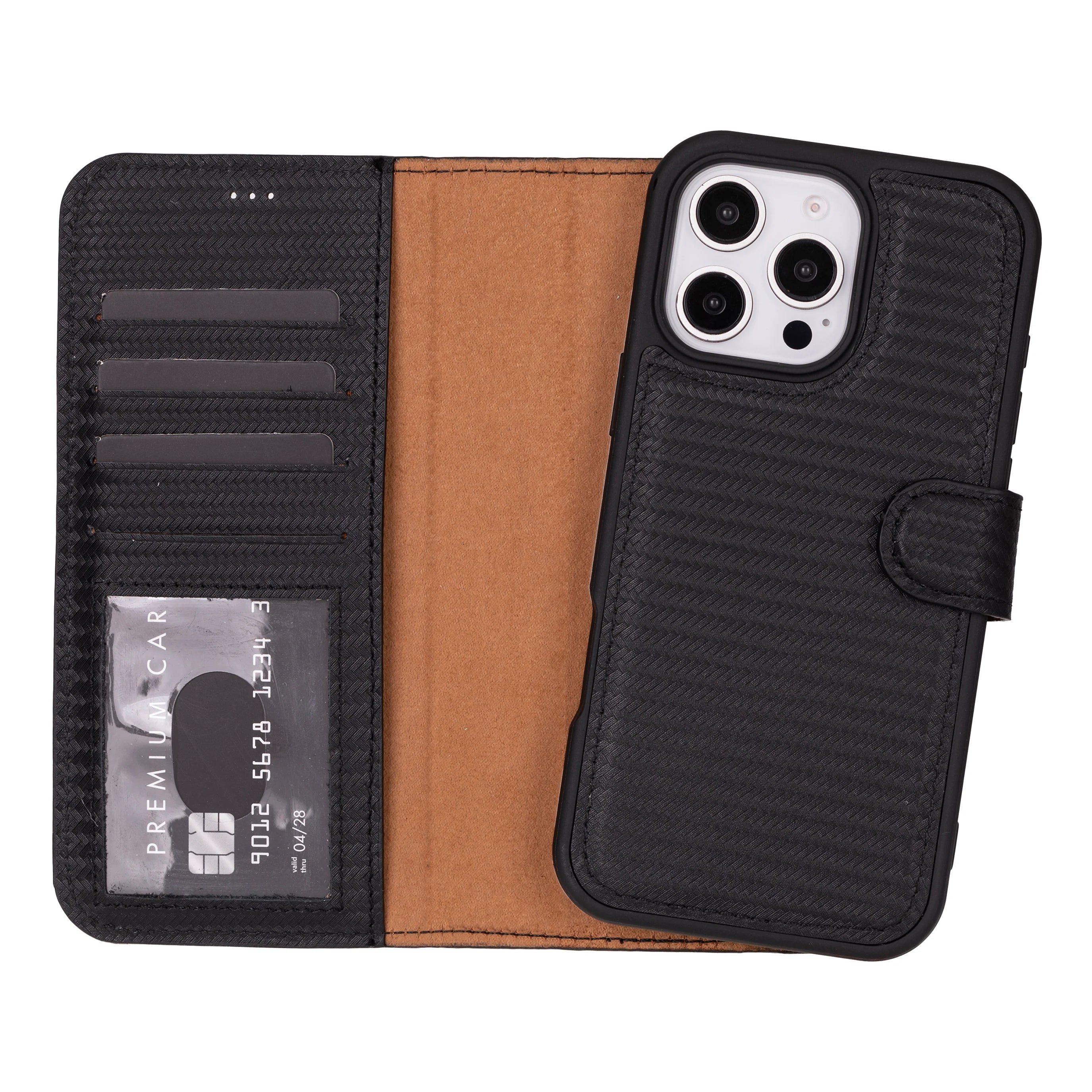 Magic Abnehmbar Leder Wallet Case für iPhone 16 Pro aus echtem Leder