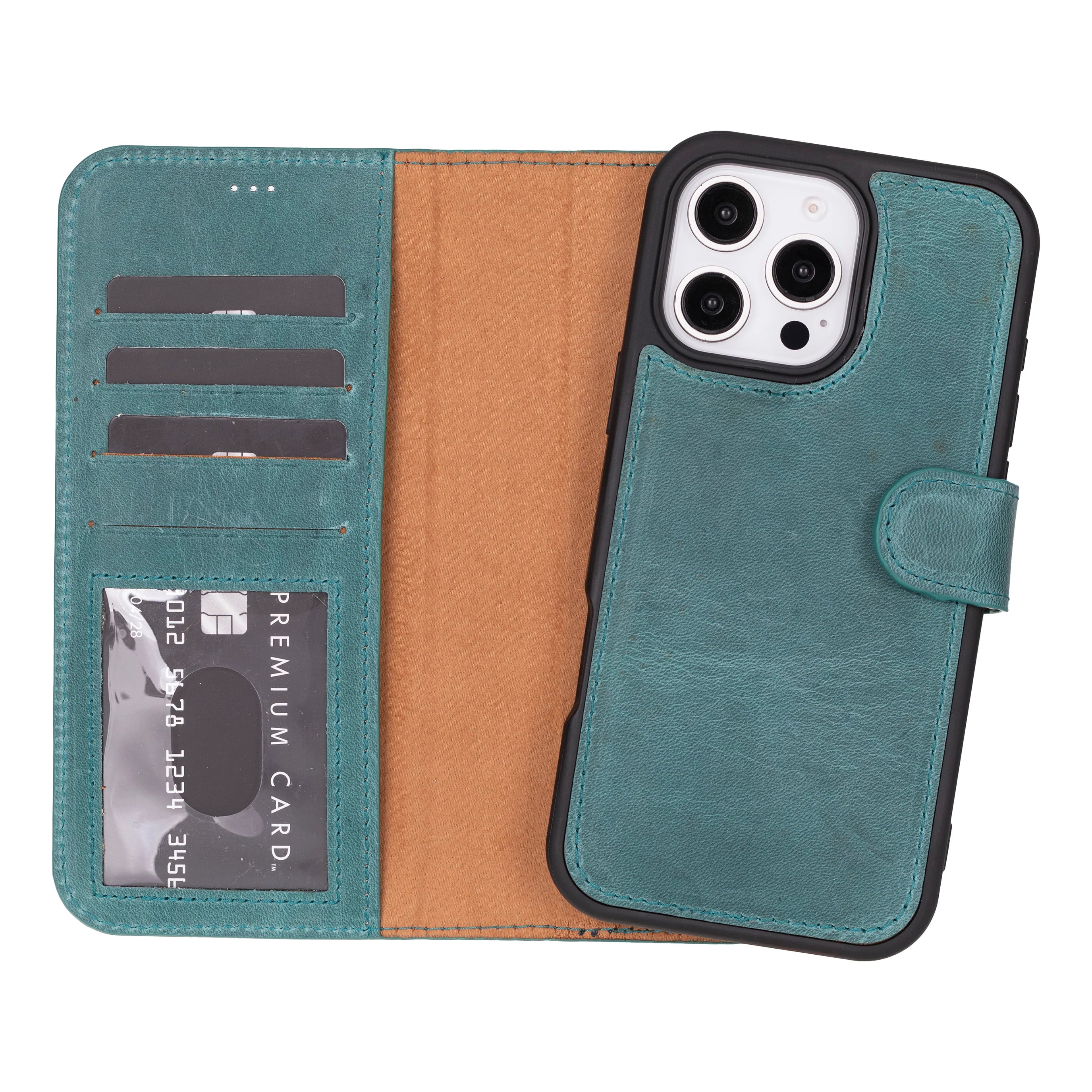 Magic Abnehmbar Leder Wallet Case für iPhone 16 Pro Max aus echtem Leder