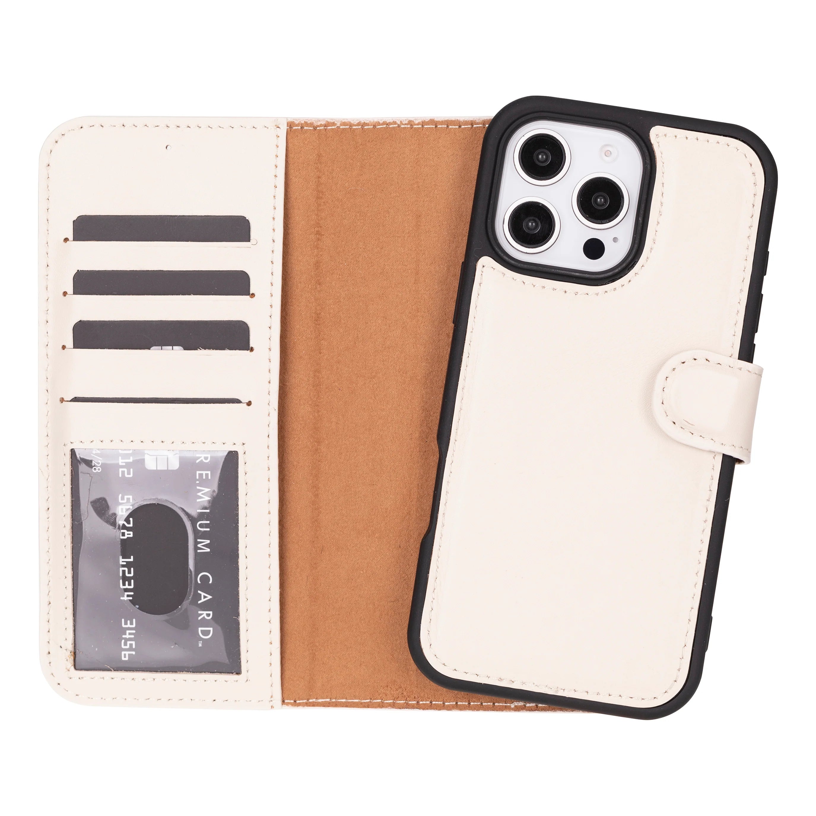 Magic Abnehmbar Leder Wallet Case für iPhone 16 Pro Max aus echtem Leder