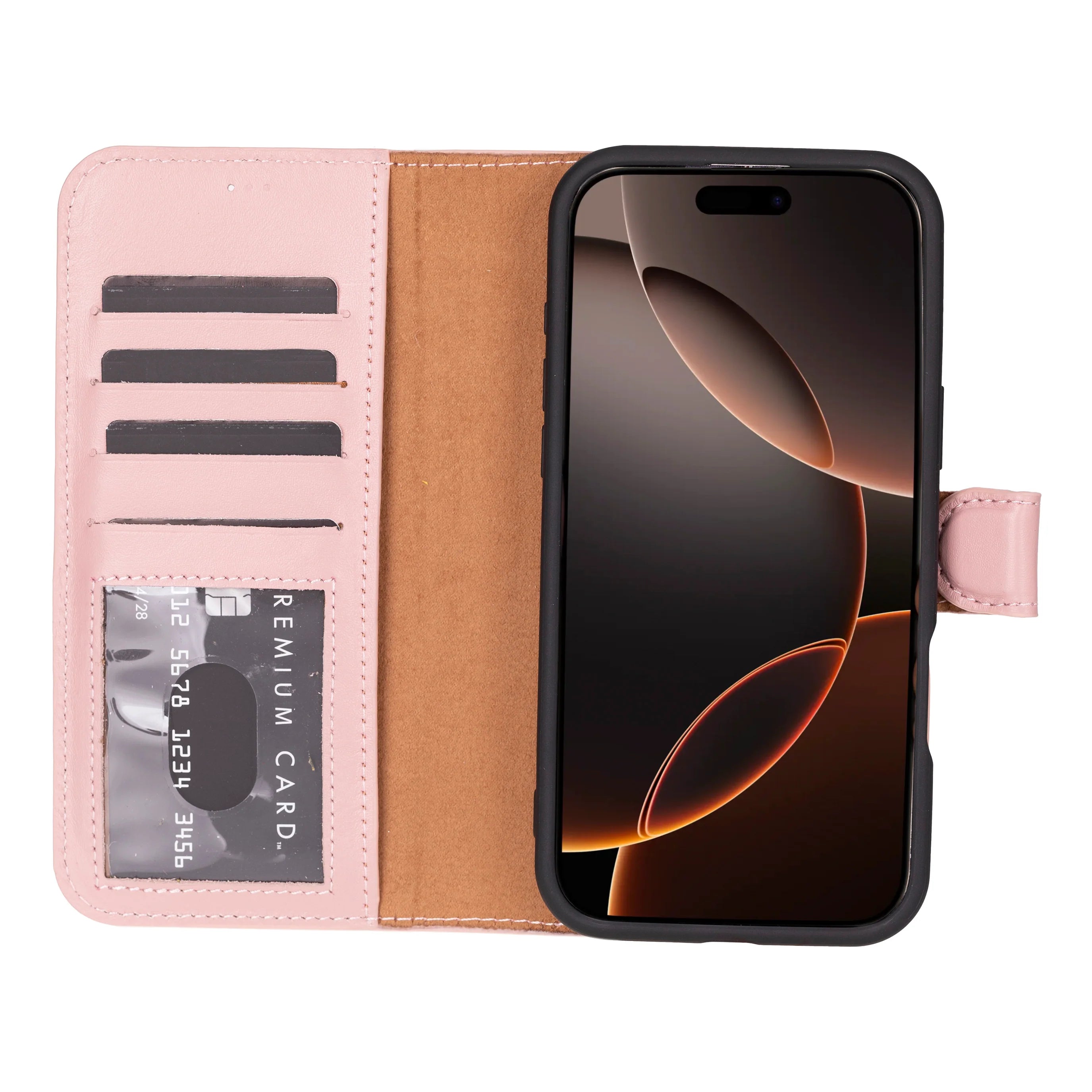 Magic Abnehmbar Leder Wallet Case für iPhone 16 Pro Max aus echtem Leder