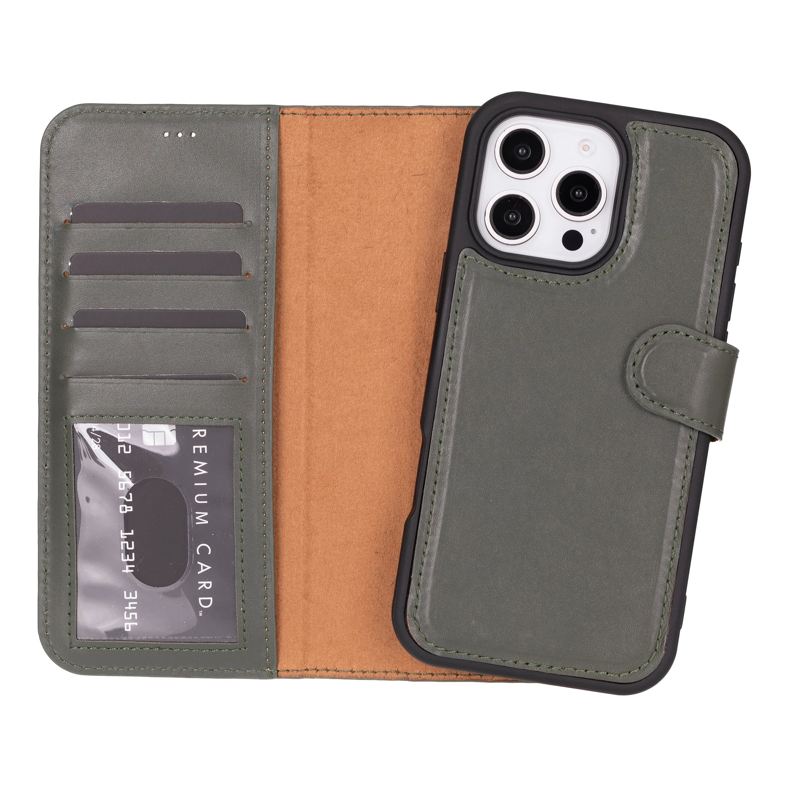 Magic Abnehmbar Leder Wallet Case für iPhone 16 Pro Max aus echtem Leder