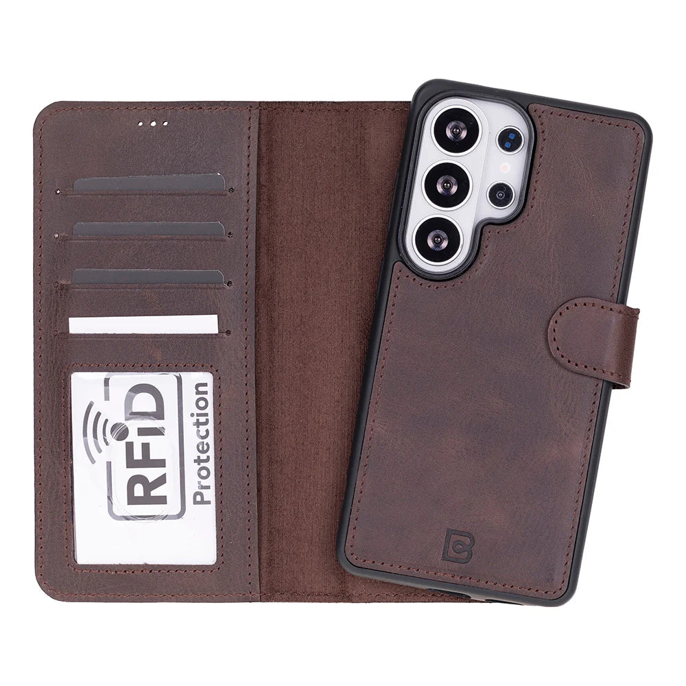 Magic Abnehmbar Leder Wallet Case für Samsung Galaxy S26 Ultra aus echtem Leder