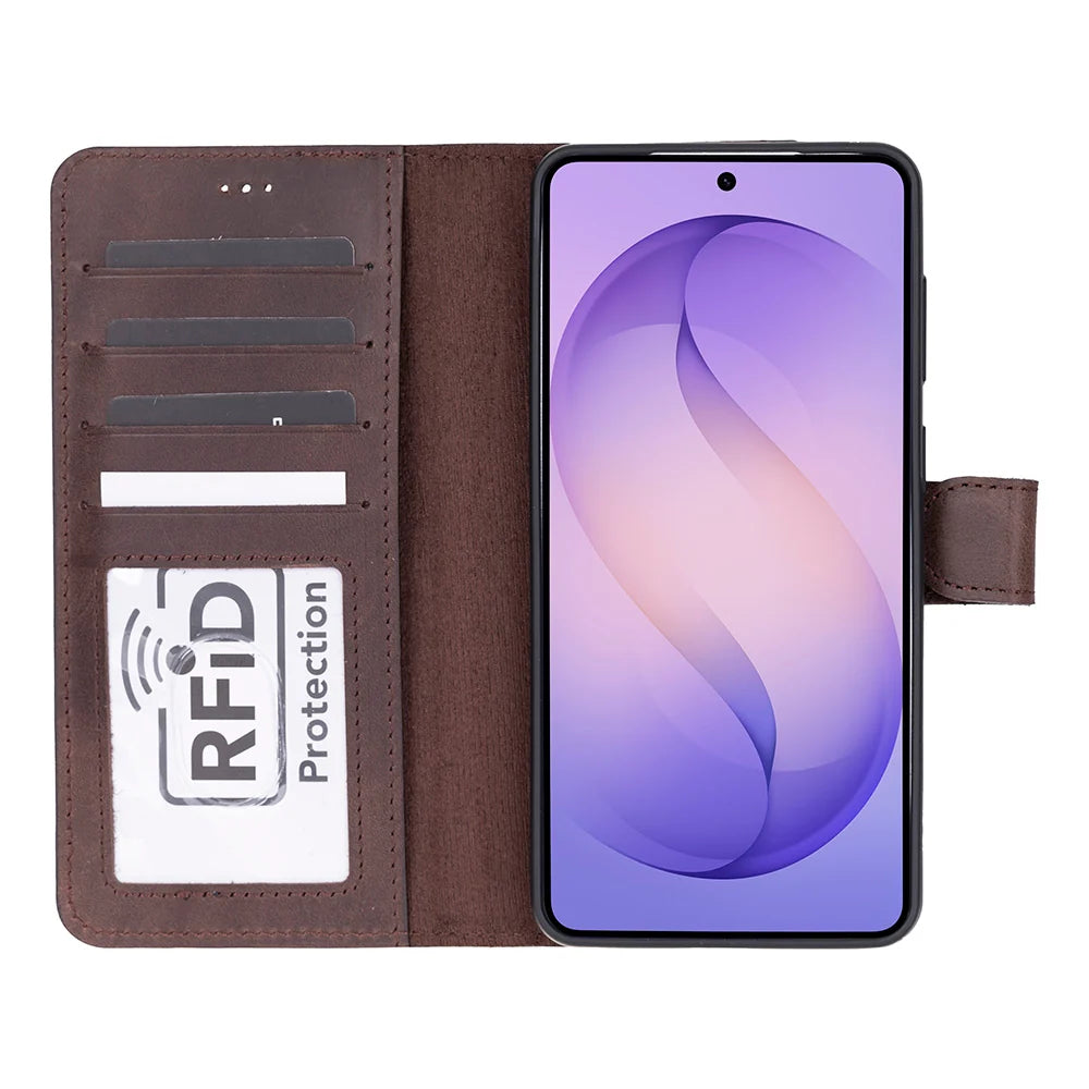 Magic Abnehmbar Leder Wallet Case für Samsung Galaxy S26 aus echtem Leder