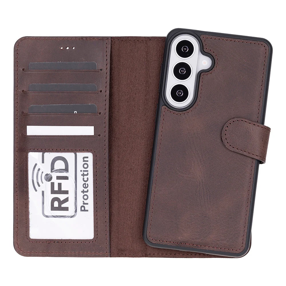 Magic Abnehmbar Leder Wallet Case für Samsung Galaxy S26 aus echtem Leder