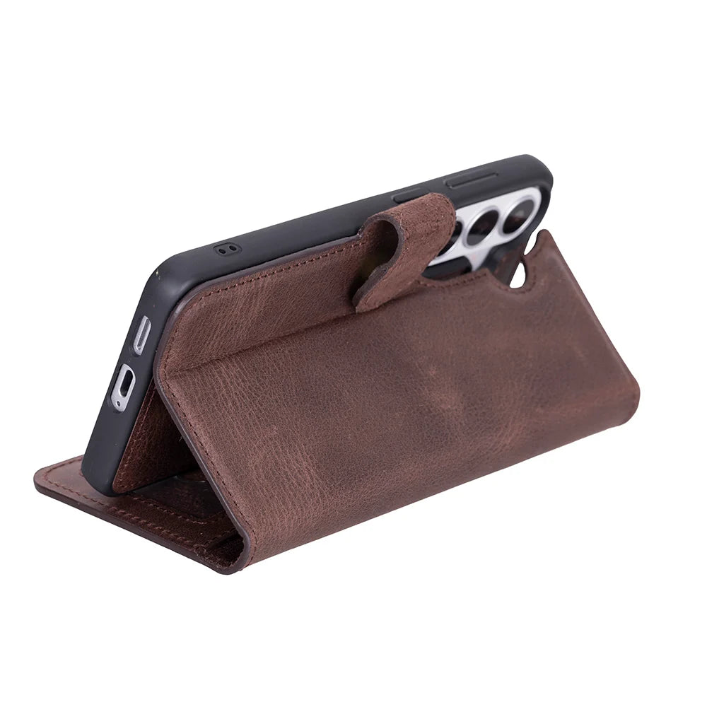 Magic Abnehmbar Leder Wallet Case für Samsung Galaxy S26 aus echtem Leder