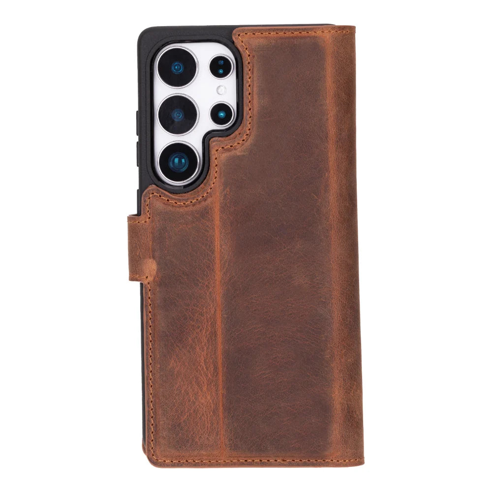 Magic Abnehmbar Leder Wallet Case für Samsung Galaxy S25 Ultra aus echtem Leder