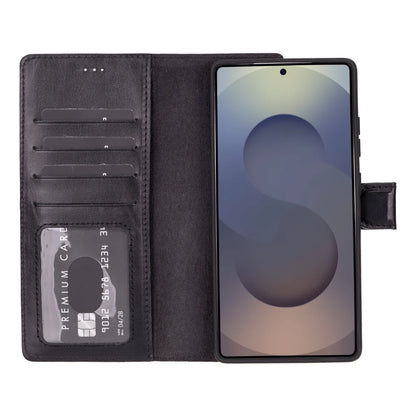 Magic Abnehmbar Leder Wallet Case für Samsung Galaxy S25 Ultra aus echtem Leder