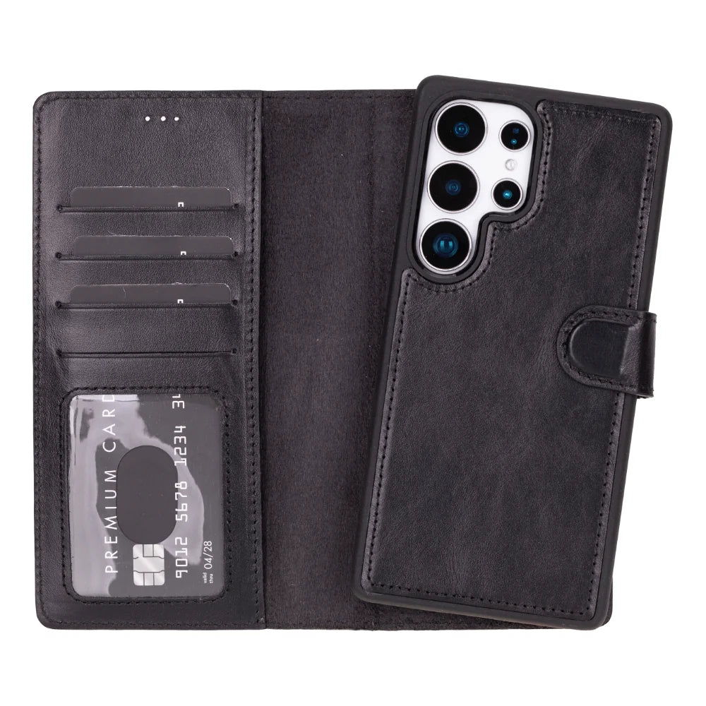 Magic Abnehmbar Leder Wallet Case für Samsung Galaxy S25 Ultra aus echtem Leder