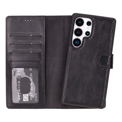 Magic Abnehmbar Leder Wallet Case für Samsung Galaxy S25 Ultra aus echtem Leder