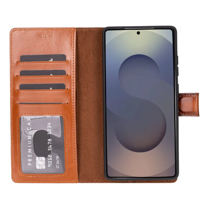Magic Abnehmbar Leder Wallet Case für Samsung Galaxy S25 Ultra aus echtem Leder