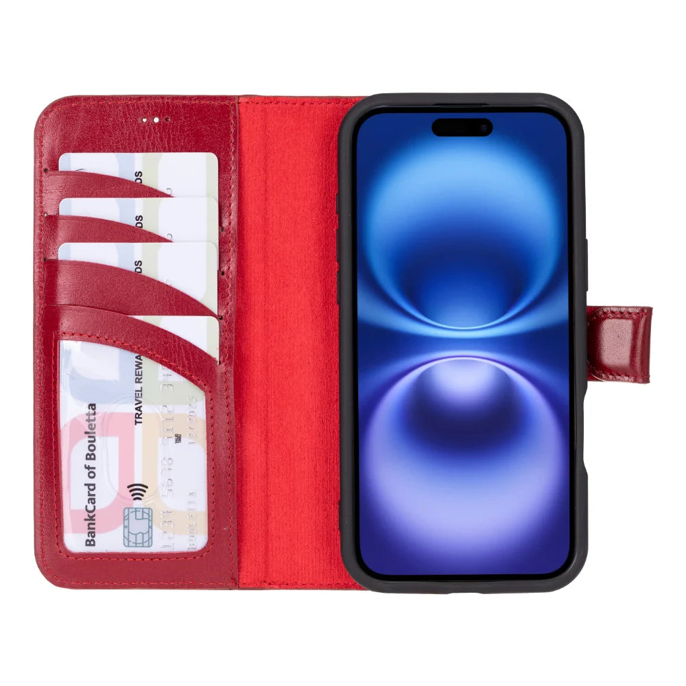 Magic Abnehmbar Leder Wallet Case für iPhone 16 aus echtem Leder