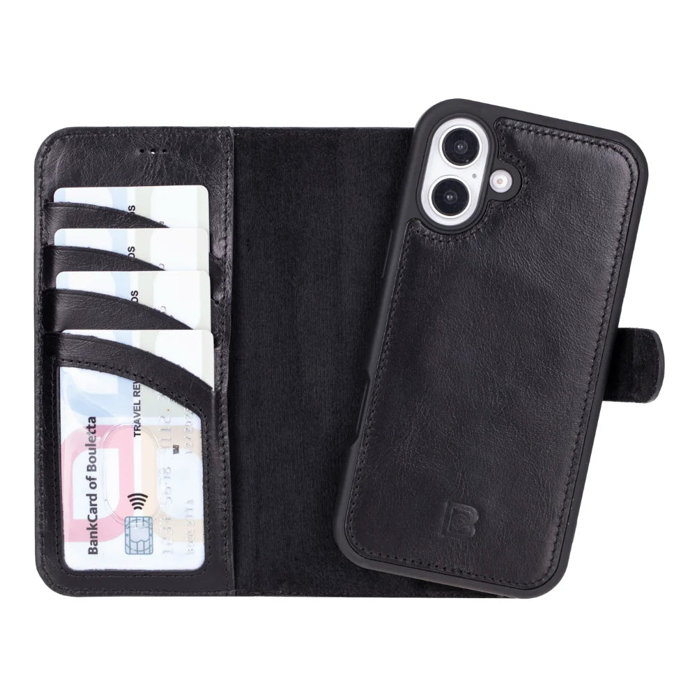 Magic Abnehmbar Leder Wallet Case für iPhone 16 aus echtem Leder