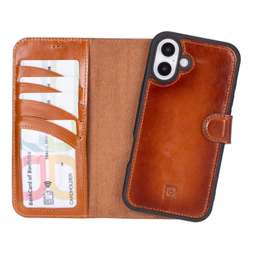 Magic Abnehmbar Leder Wallet Case für iPhone 16 Plus aus echtem Leder