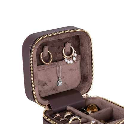Amanda Jewelry Box, Medium aus echtem Leder aus echtem Leder