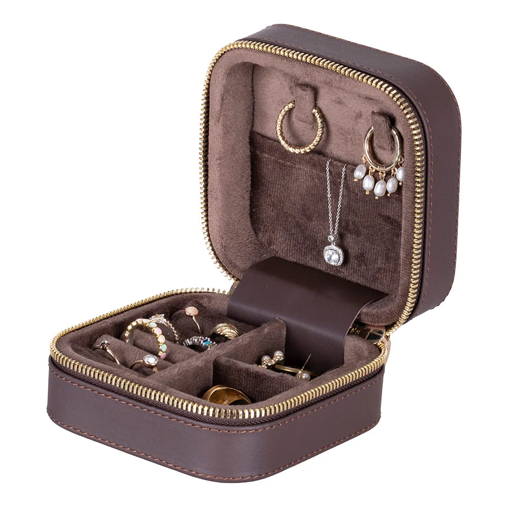 Amanda Jewelry Box, Medium aus echtem Leder aus echtem Leder
