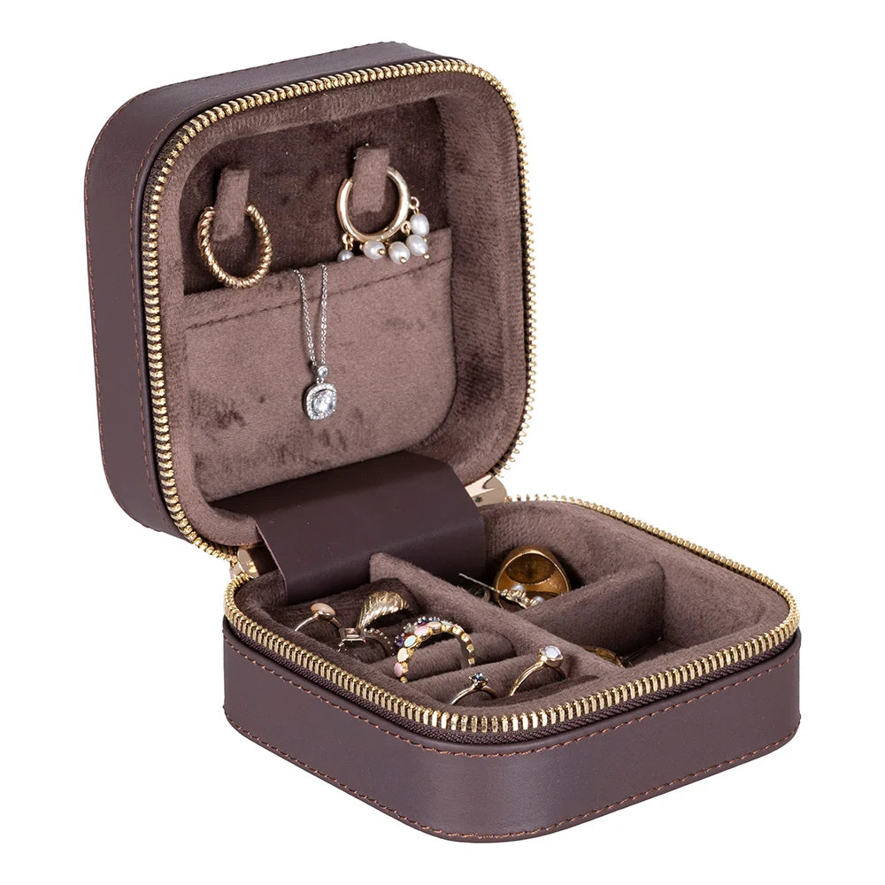 Amanda Jewelry Box, Medium aus echtem Leder aus echtem Leder