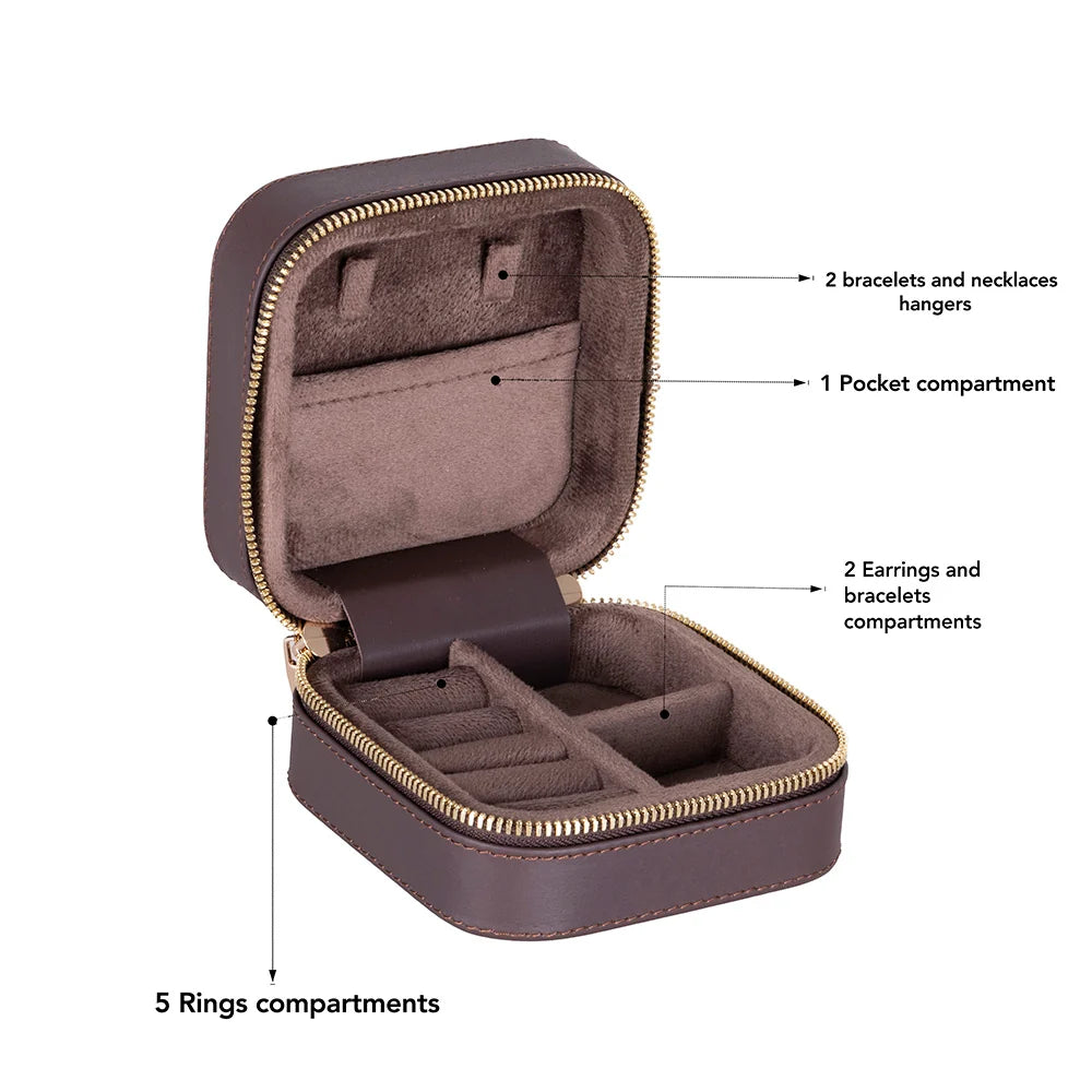 Amanda Jewelry Box, Medium aus echtem Leder aus echtem Leder