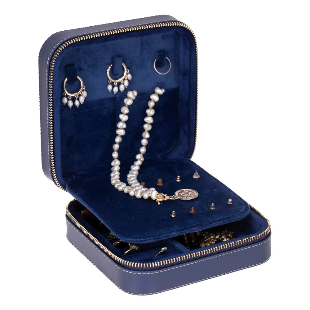 Amanda Jewelry Box, Medium aus echtem Leder aus echtem Leder