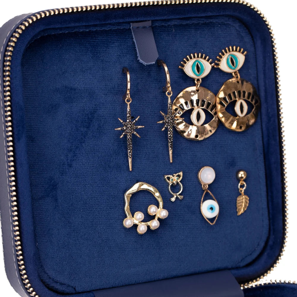 Amanda Jewelry Box, Medium aus echtem Leder aus echtem Leder